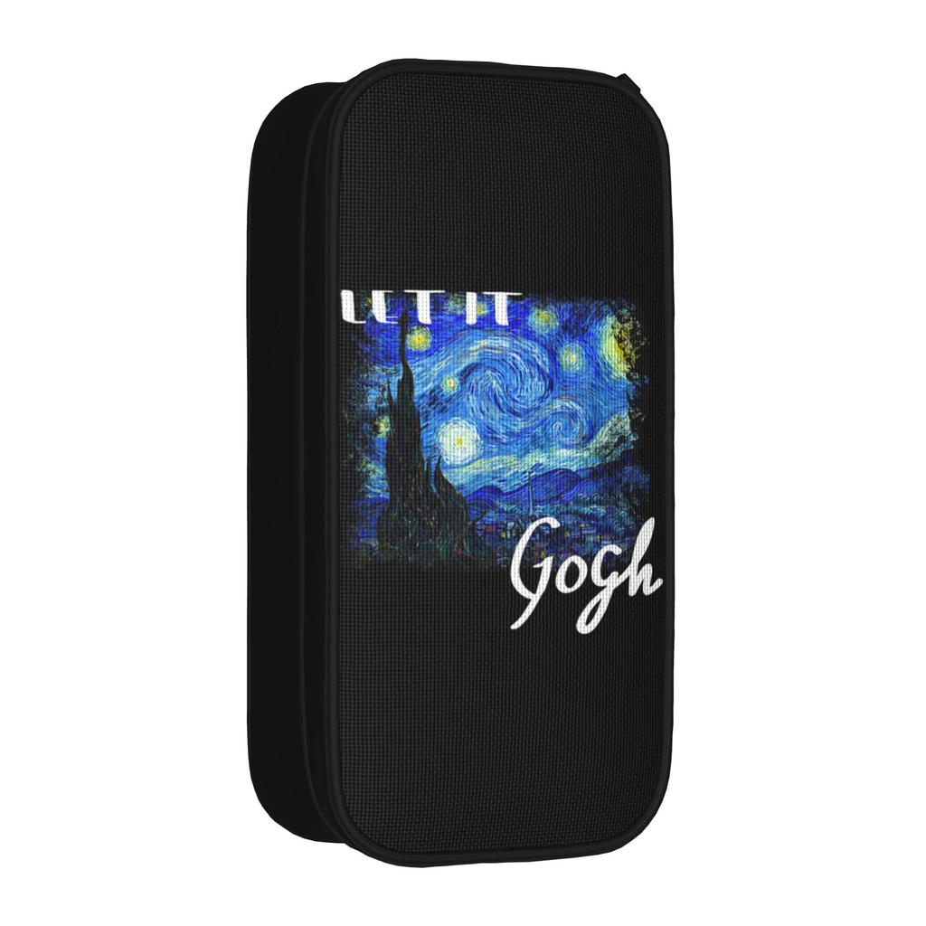 Classic Let it Gogh Funny Vincent Van Gogh Starry Night Pencil Case Painting Pencilcases Pen Holder Big Capacity Bag Stationery