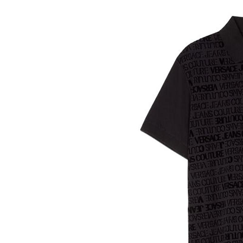 VERSACE JEANS COUTURE Polo Shirts Men's Black Polo Collar Moderate Straight Fit E73GAG6R1-EJS103-E899