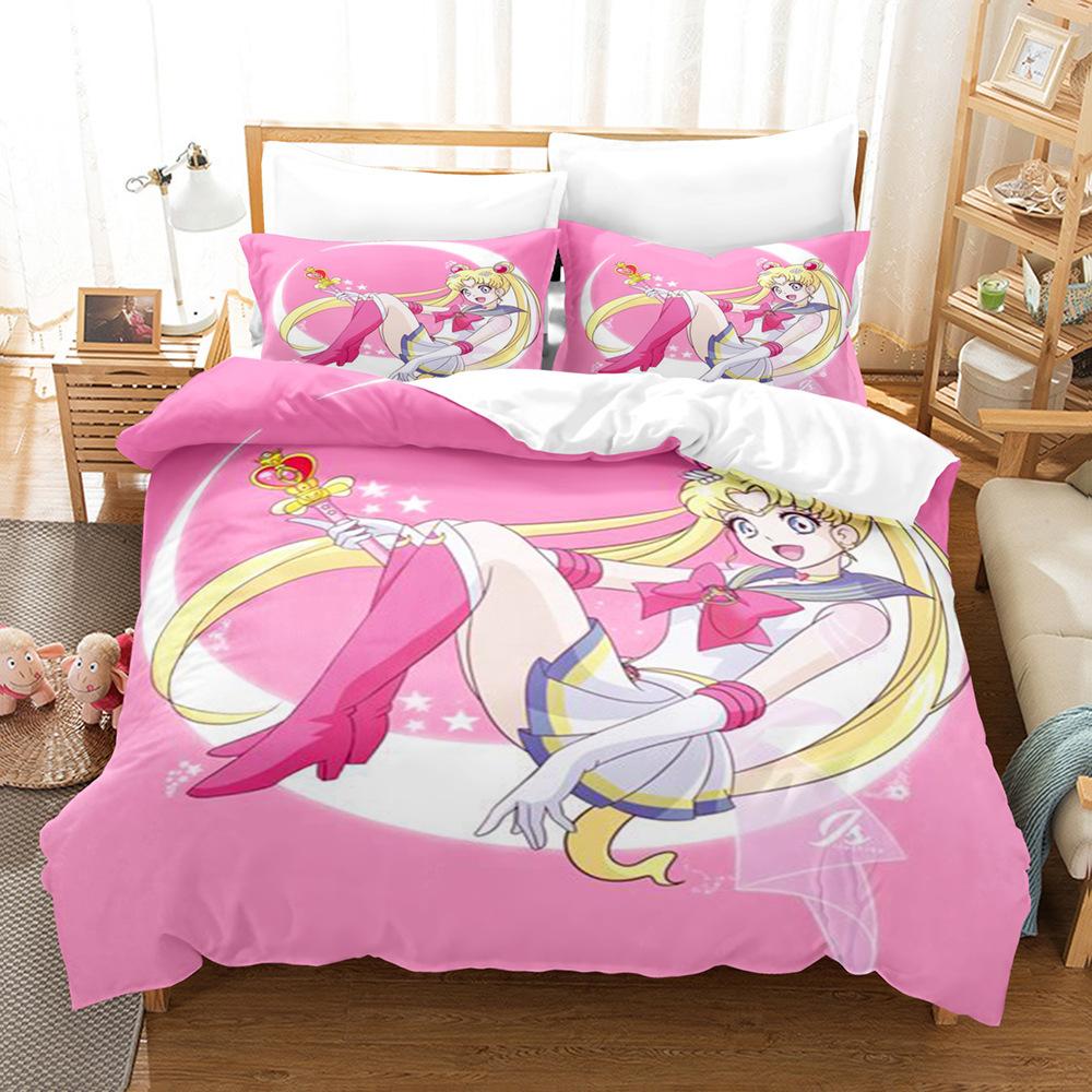 Sailor Moon Hare 3D Digital Printing Quilt Set Three-Piece Bedding