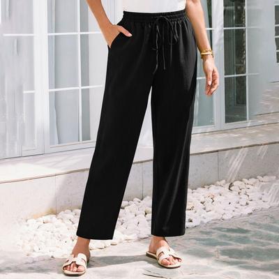Women's New Solid Color Lace Up Loose Pocket Casual Pants