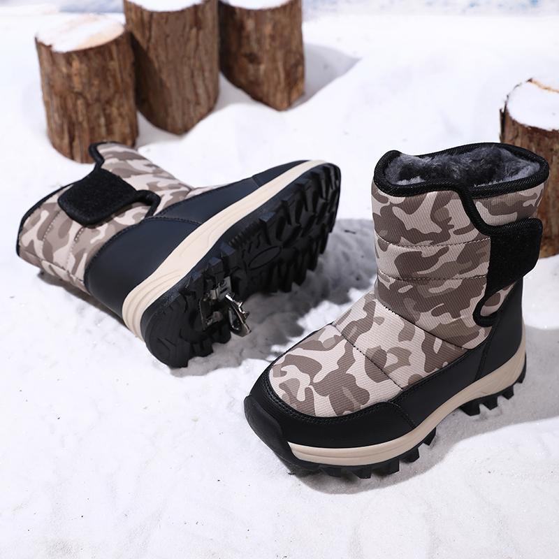 Winter Children's Fashionable Velvet Warm Casual High Top Cotton Shoes Ice Claw Snow Boots Mountain Climbing Cotton Boots 31-40