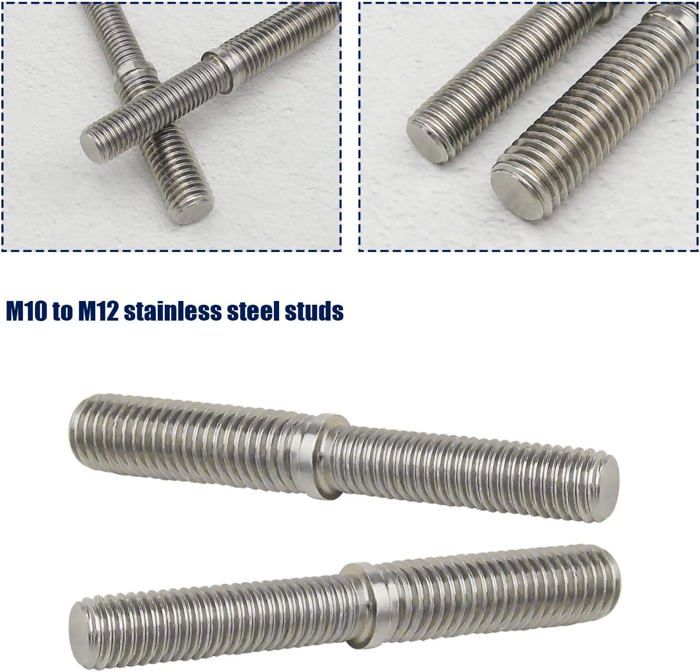 Boulons Filetés - CREATE IDEA - M10 À M12 - Acier Inoxydable 304 - Lot De 2 - 80 Mm