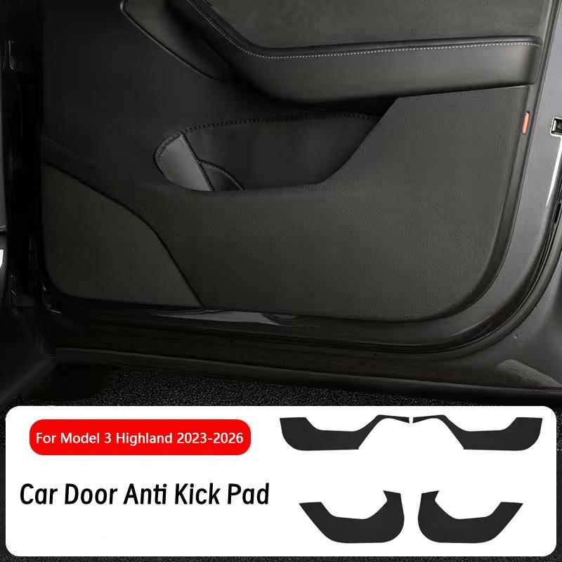 Car Door Anti-Kick Pad For Tesla Model Y/ 3 Highland Leather Sticker Trim Side Door Sill Protector Cover Car Interior Decoration