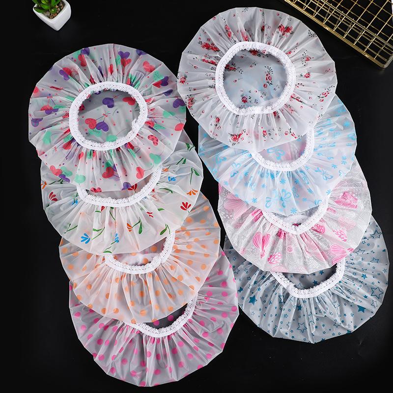 Colorful Reusable Shower Cap with Elastic Band Thicken Bathing Hat for Women Perfect for Hair Salon Bathing Accessory Waterproof
