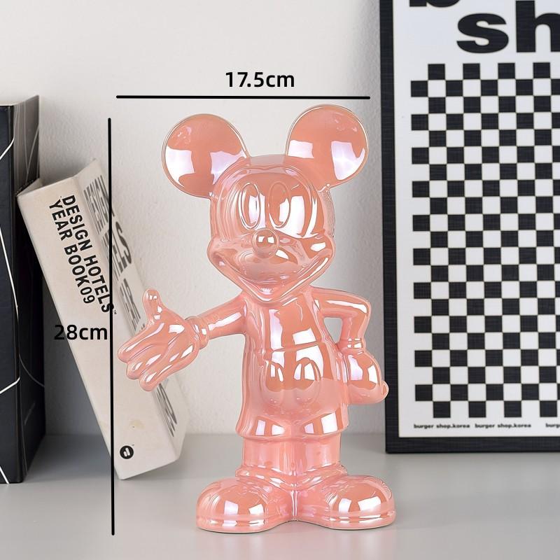 Disney Cartoon Anime Mickey Mouse Figure Statue Resin Plating Welcome Gesture Sculpture Mickey Ornaments Coffee Bar Home Decor