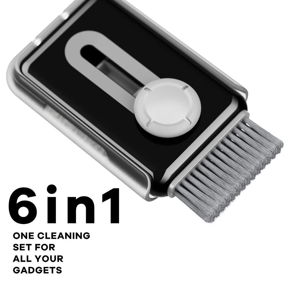 

1 шт. Щетка для чистки 6 в 1, многофункциональная щетка для чистки клавиатуры гарнитуры Bluetooth, щетка для чистки мобильного телефона 1pc чёрный