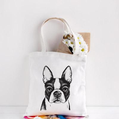 Geantă pentru buldog francez pentru doamnă, geantă de pânză, geantă pentru iubitorul de câini, genți de călătorie pentru femei, eco reutilizabile, pentru cumpărături.
