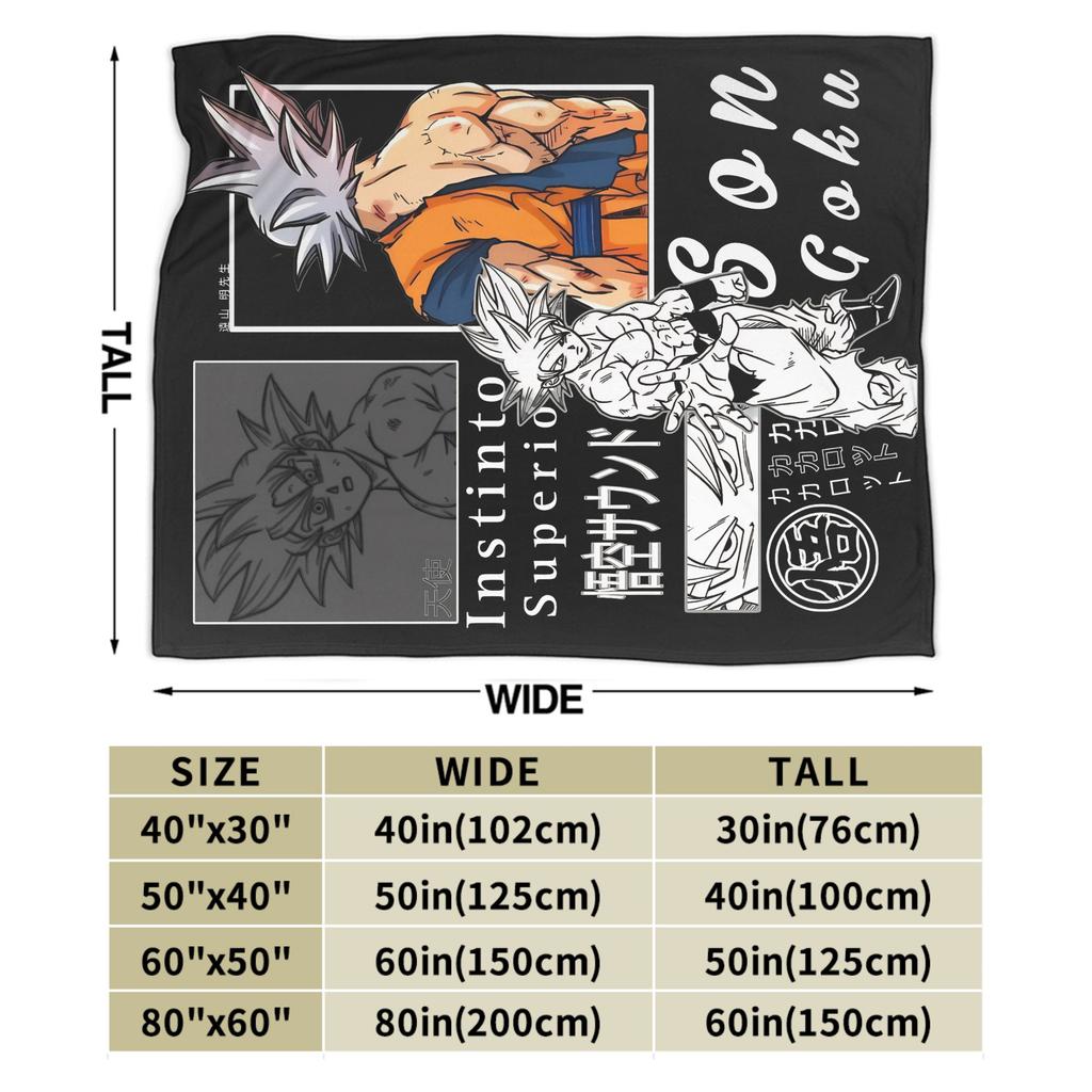 DBZ Kanji Blanket Cover Ultra Instinct Goku Fleece Throw Blankets Summer Air Conditioning Portable Ultra-Soft Warm Bedspreads,