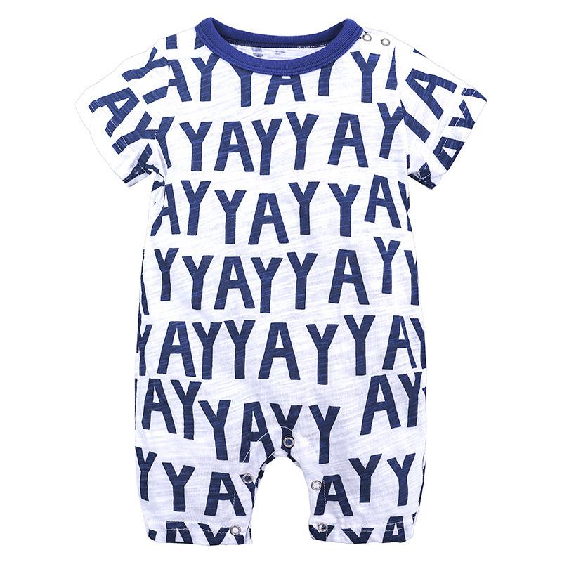 Summer Baby Short Sleeve Romper 0-24 Months Breathable Ribbed Cotton