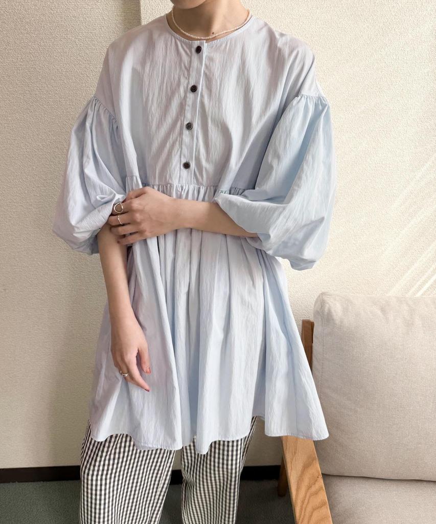 URBAN RESEARCH DOORS Women's Volume Sleeve Tunic Dress, Size SAX M, DRA4-23R105