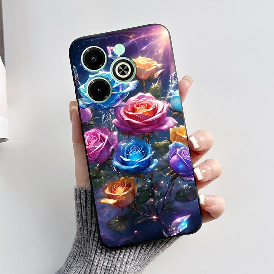 For Infinix Hot 40i Case Hot40i Fashion Marble Black Silicone Soft Phone Case For Infinix Hot 40i 40 i X6528B Back Cover Fundas