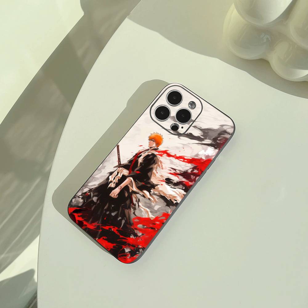 B-Bleach- Anime Ichigo Kurosaki   Phone Case For iPhone 17,16,15,14,13,12,11 Pro Max, Lightweight and Practical Soft Black Cover