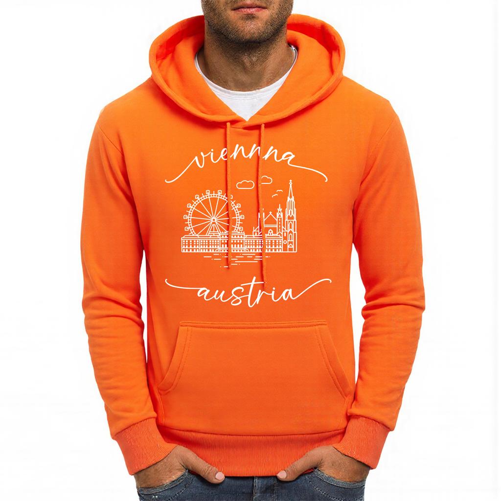 Vienna Austria Ferris Wheel Pattern Men Hoodie Trendy Multicolor Hoodies Casual All-Match Streetwear Harajuku Fleece Male Hoody