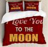 I Love You Duvet Cover Hand Drawn I Love You To The Moon And Back Words With Stars Celebration King Size Polyester Bedding Set