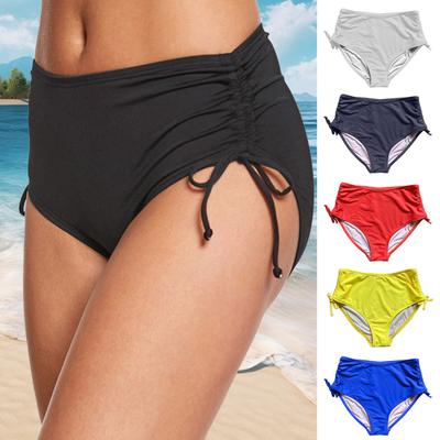 Women Swim Shorts V Cut Drawstring Bikini Swimsuit Bottom Adjustable Ruched Side Boyshorts Bathing Suit Board Shorts