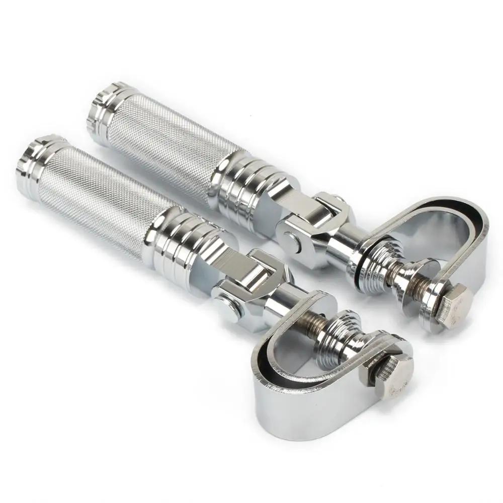 2pcs Universal 1-1 1/4" Motorcycle Highway Footpegs Footrest Clamp Engine Guard Crash Bar Kit for Harley Chopper Bobber Custom