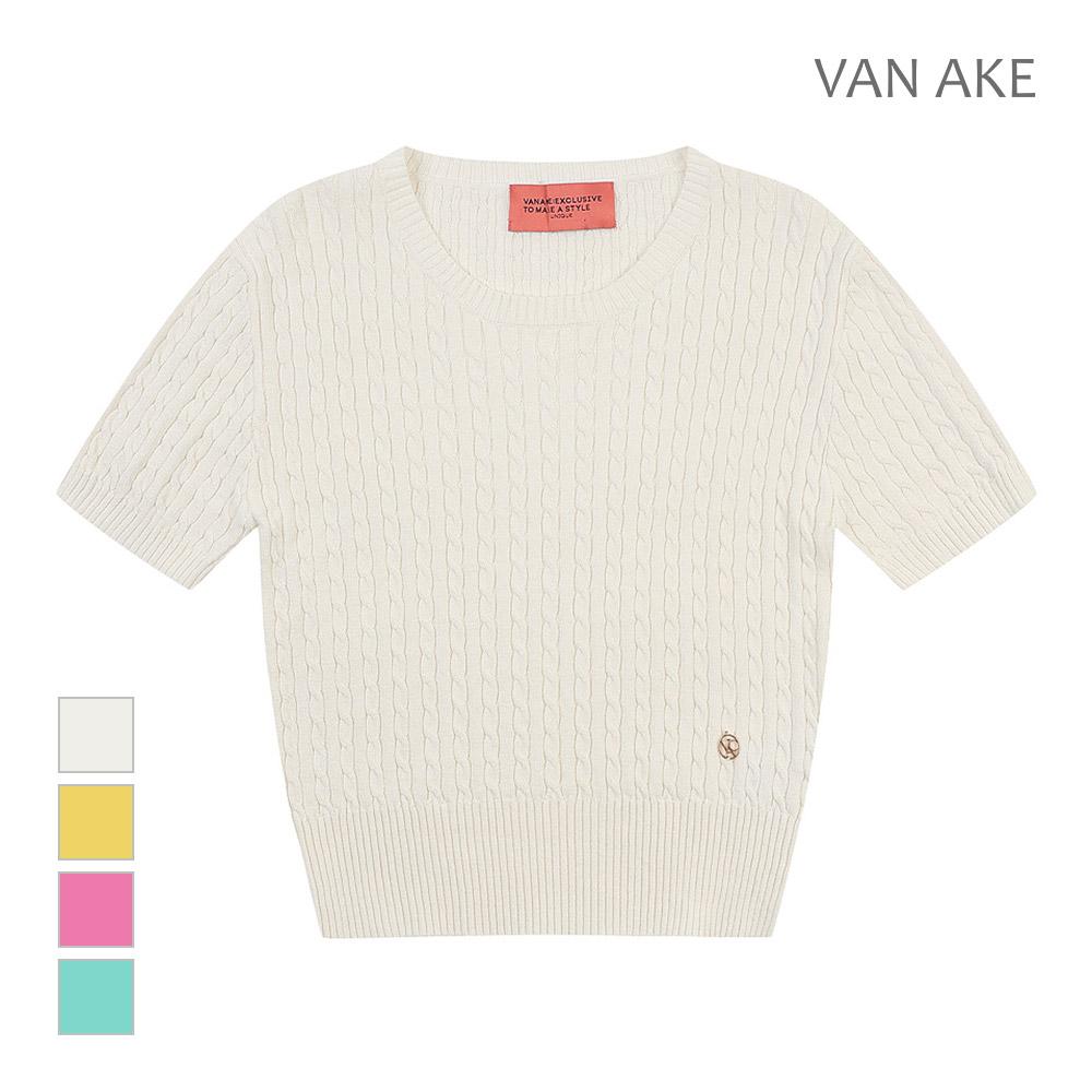 VANAKE Small Cable Knit Short Sleeve Knit_Vb36Ktuv01Z