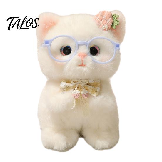 Soft Stuffed Animal Keychain Cute Plush Kitten Pendant with Glasses And Tie, Plushie Gift for Girls Backpacks Keys, Decorative Hanging Kids