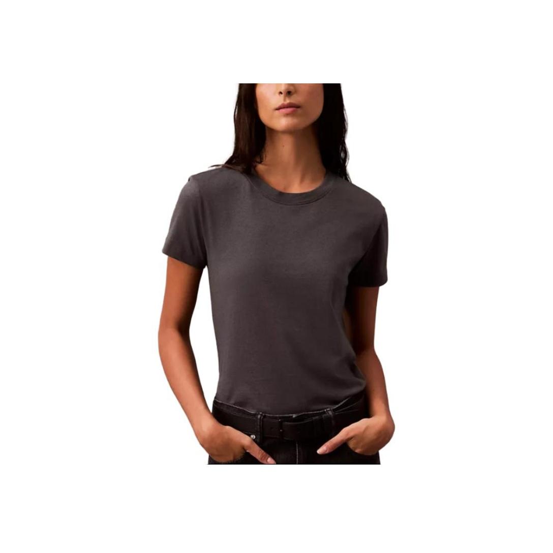 

Calvin Klein Minimalist Soft Round Neck Short Sleeve T-Shirt Women Tops Dark-Slate-Gray 40WL263-021 S