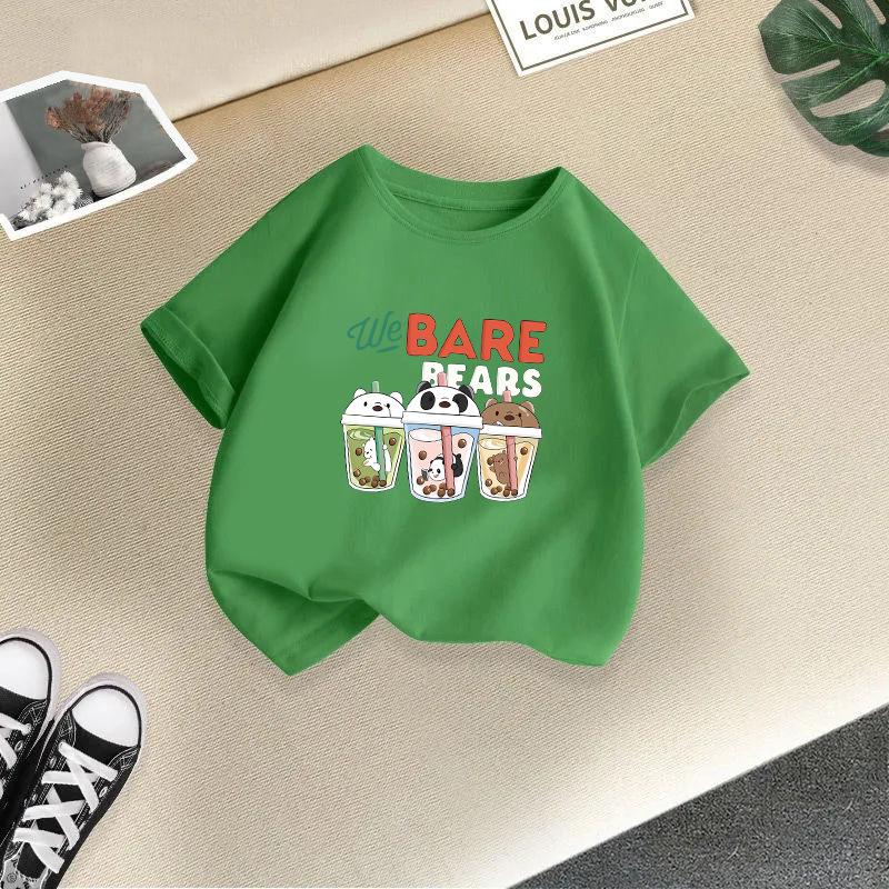 Kinder T-Shirt Niedliche Tiere Gedruckt Kinder 100% Baumwolle Oberteile O-Ausschnitt Kurzärmelig Kinder 2-13J T-Shirt
