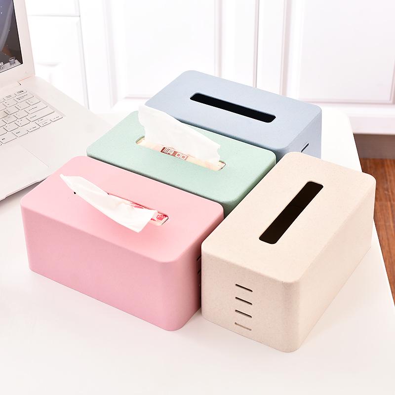 European-Style Adjustable Wheat Straw Tissue Box for Living Room Coffee Table