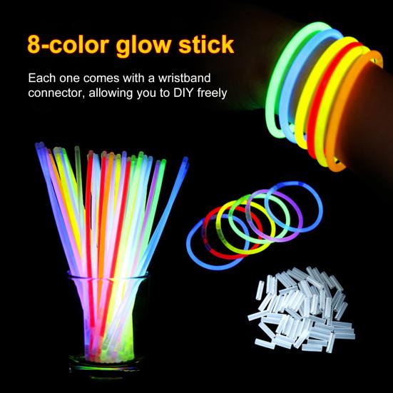 Světlé svítící tyčinky hromadně 8 palců svítící ve tmě světelné tyčinky párty laskominy neonová párty svítící náhrdelníky a náramky s konektory