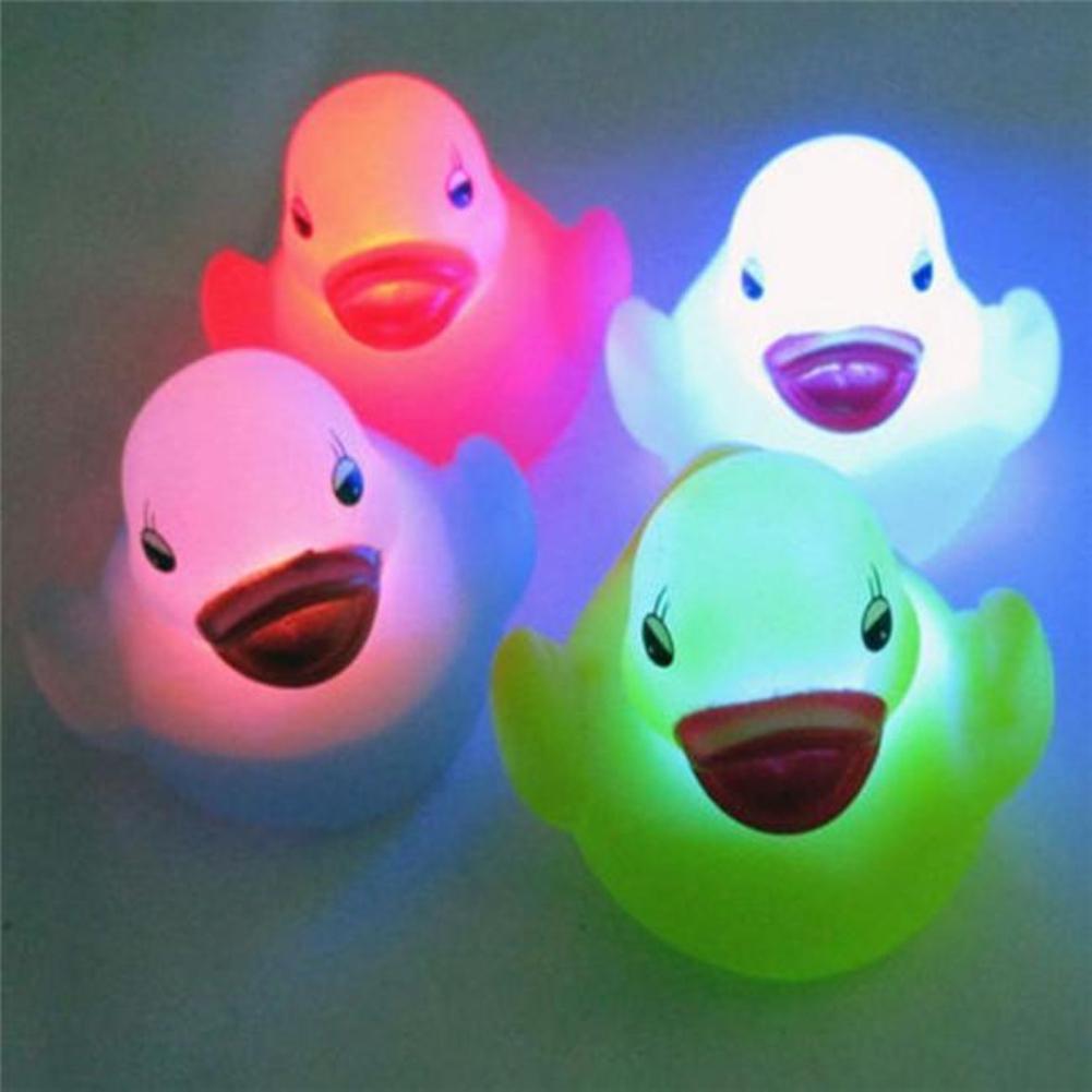 1Pc Newborn Baby Bath Time Toy Changing Duck Flashing LED Lamp Light