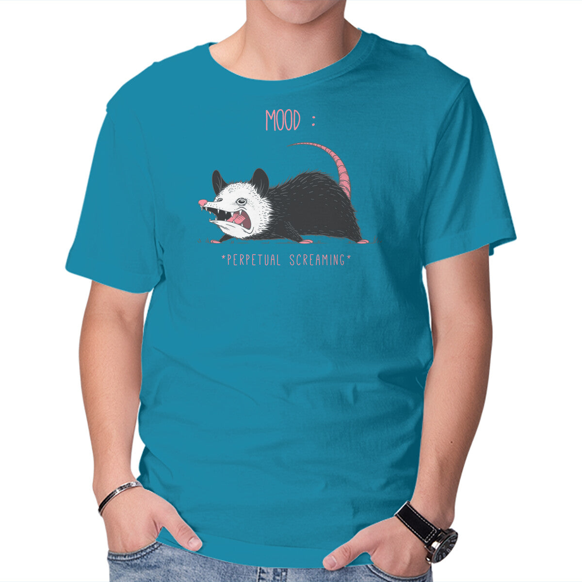 Unisex Crew Neck T-Shirt Mood Possum Graphic Short Sleeve Casual Tee XXXL