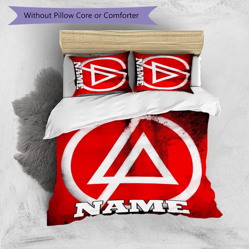 3pcs Custom Name Cartoon Linkin Park Bedding Set Duvet Cover Closure Includes 1 Duvet Cover & 2 Pillowcases for All Seasons Bedroom Decor