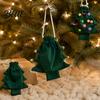 Decorative Party Favor Bags Christmas Tree Shaped Gift Bag Reusable Drawstring Treat Goody with Pompoms Red Green White Xmas Decor Bells Winter