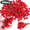 100/300Pcs Christmas Berry Red Artificial Flowers Pearl Stamens Foam Cherry Small Berries for Wedding Party DIY Home Decorations