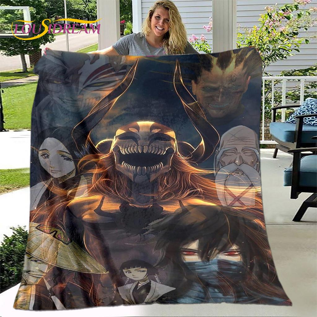 Japonské anime Bleach Kreslená měkká plyšová deka, flanelová deka přehoz na obývací pokoj ložnici postel pohovku piknikovou pokrývku pro děti