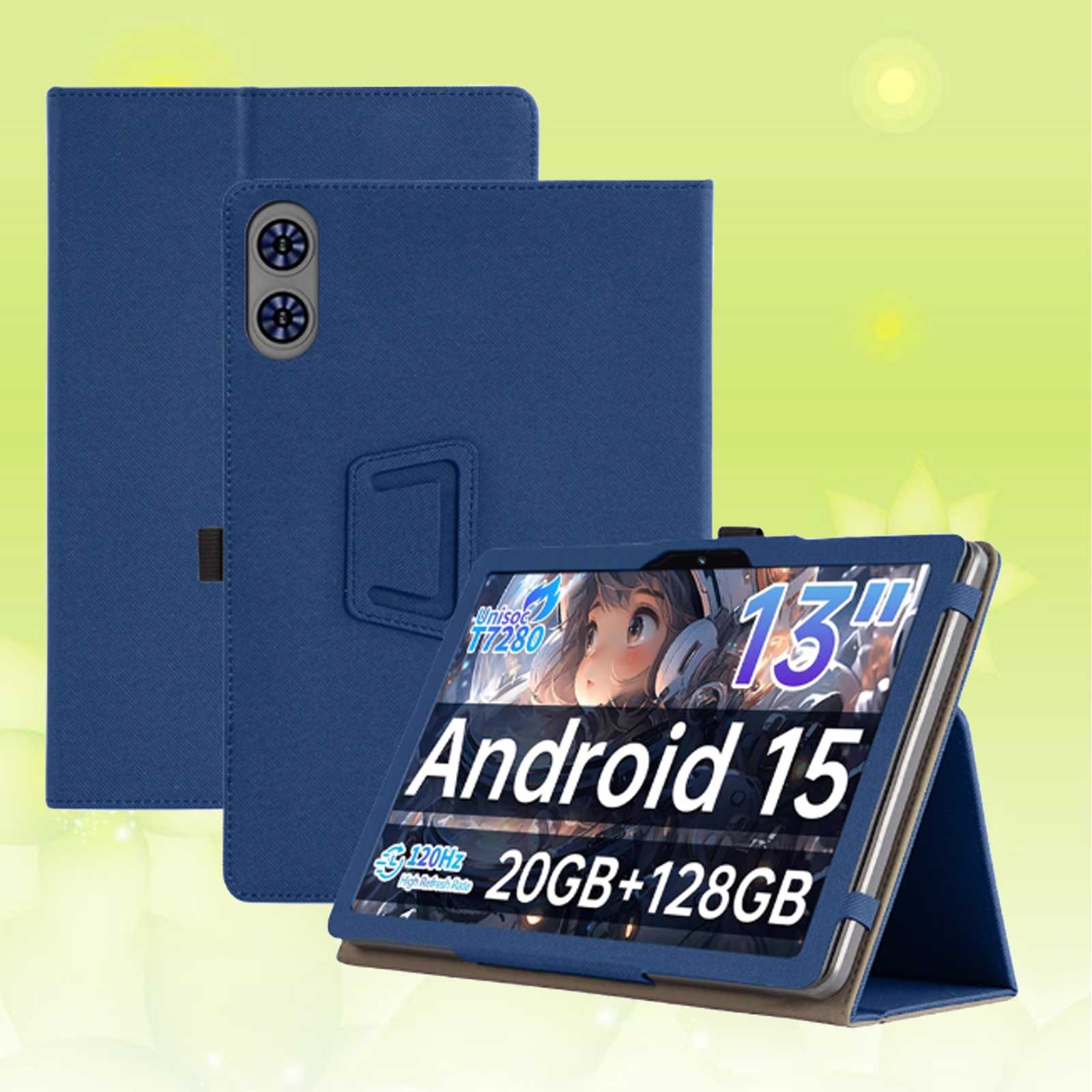 Étui Pour Teclast Tab T65 Tablette 13.4pouces Housse Cuir PU Matériau Antichoc Support bleu