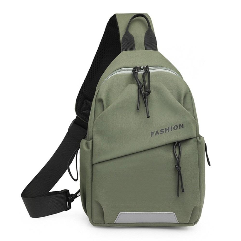 Solid Color Shoulder Crossbody Bag Multifunctional Sports Knapsack Cool Nylon Chest Bag  Male