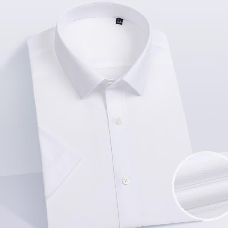 Fengxun Men's Short Sleeve 100% Cotton Non-Iron Business Shirt