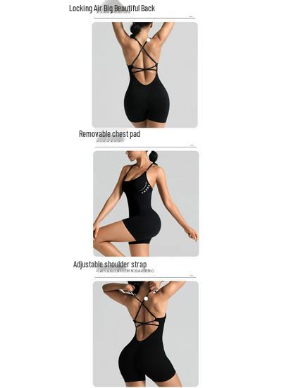 Seamless One-Piece Yoga Suit with Elegant Back and Peach Hip Design