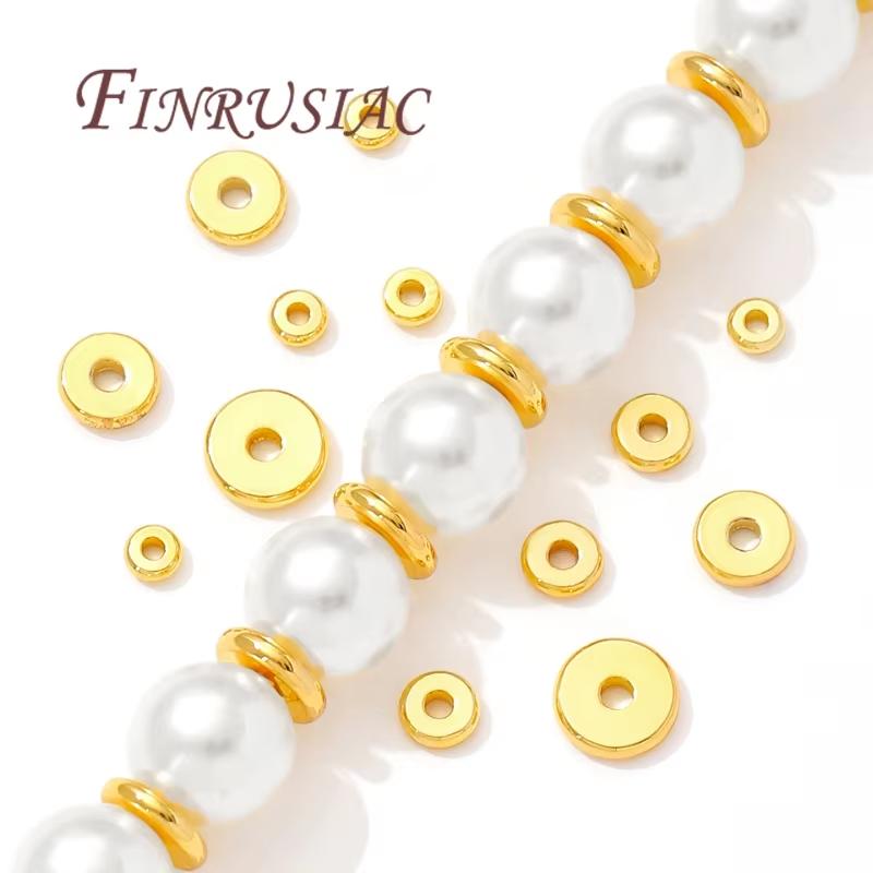 3mm-6mm Flat Spacer Beads 18K Gold Plated Brass Metal Beads Separators For Bracelets Accessories DIY Jewelry Making Supplies