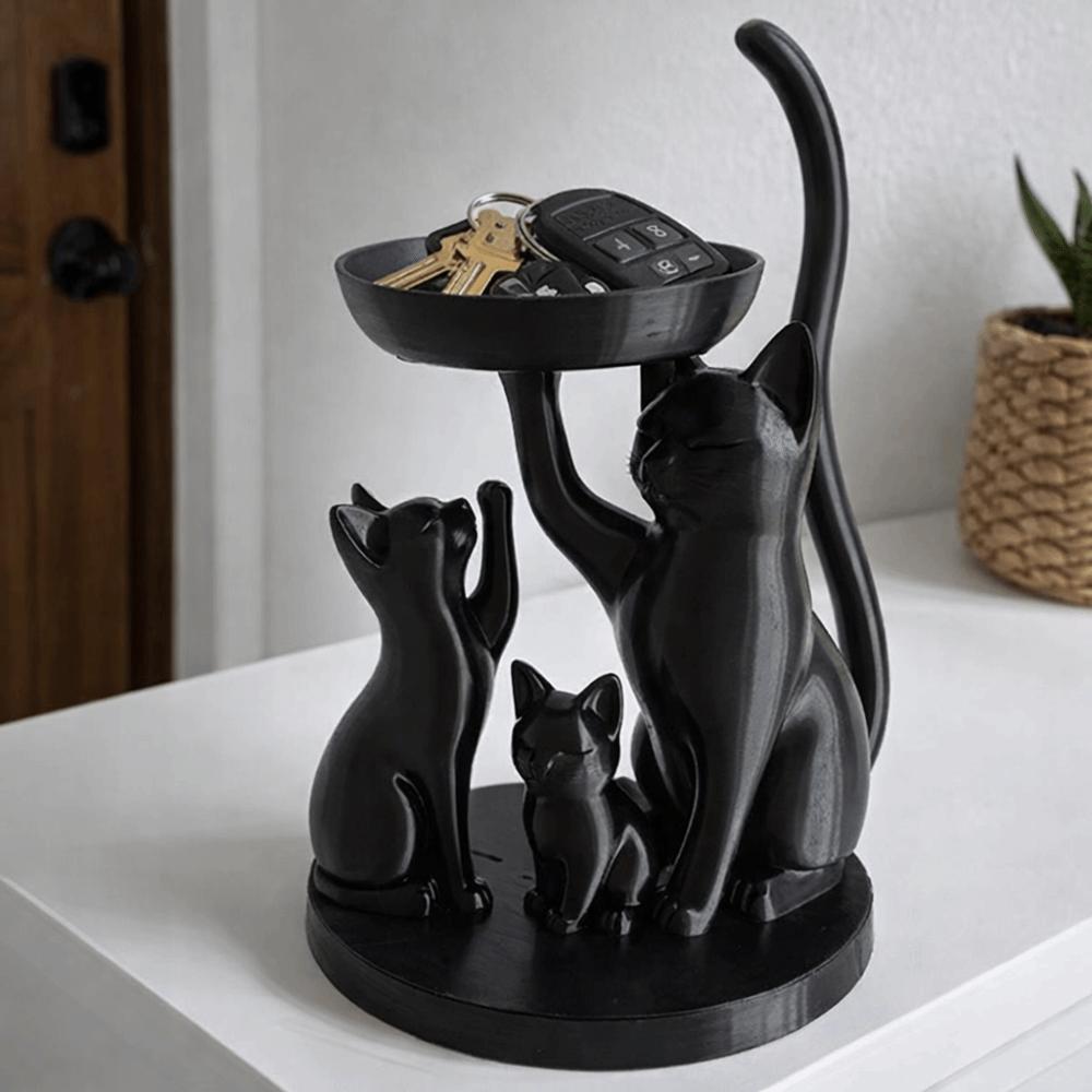 Decorative Cat Jewelry Tray Cartoon Desktop Ring Holder Large Capacity Key Tray  Bedroom Decor