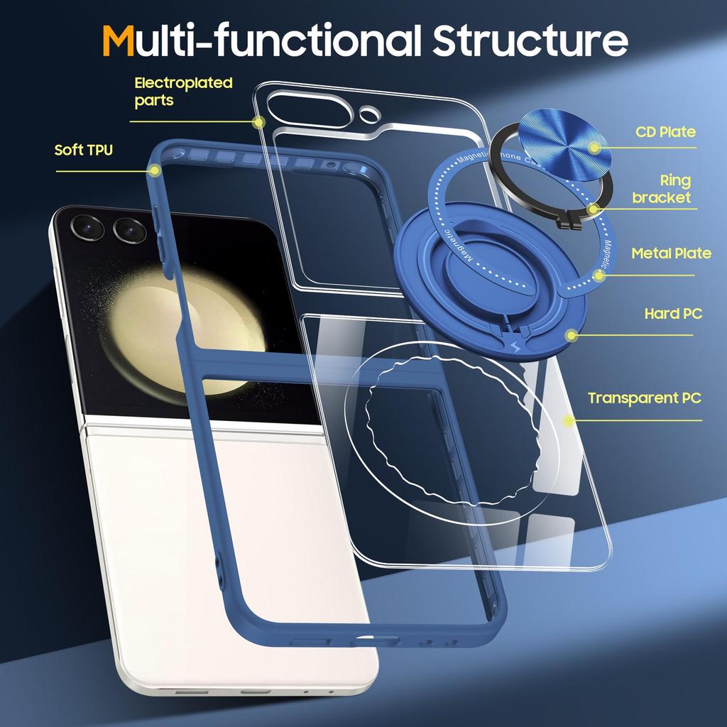 Samsung Z Flip7/6/5 360° Rotating Magnetic Wireless Charging Drop-Proof Clear Case