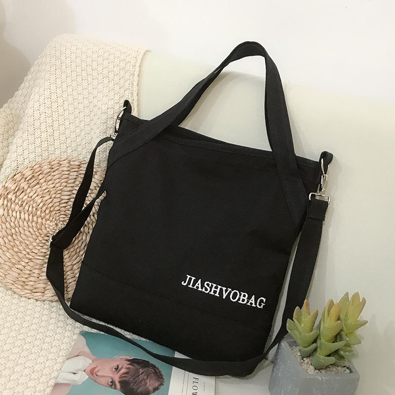 

Маленькая свежая сумка популярная сумка-мессенджер холщовая сумка на плечо простая женская сумка-тоут чёрный