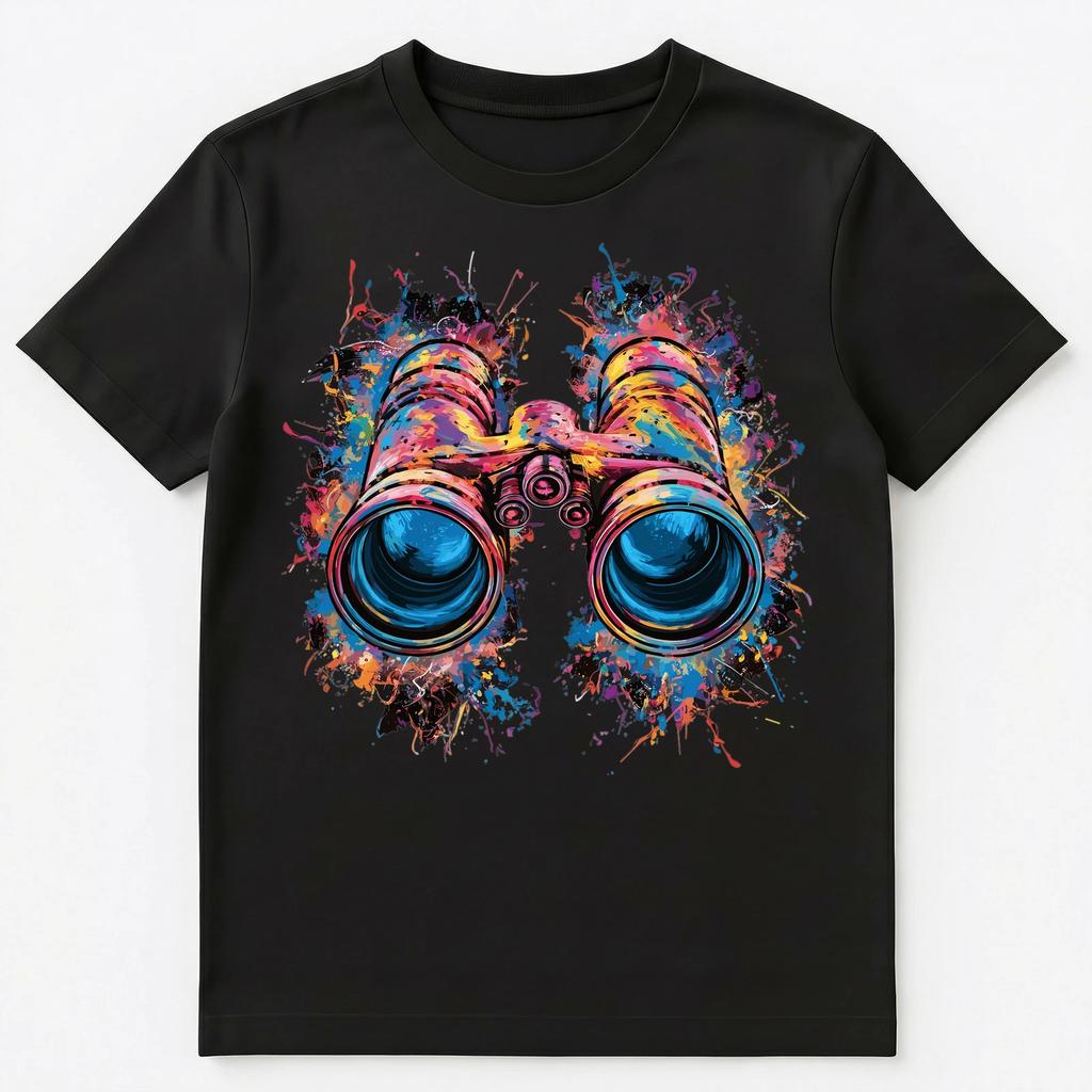 Colorful Paint Splash Binoculars Art Graphic Unisex T-shirt Tops Tees Unisex