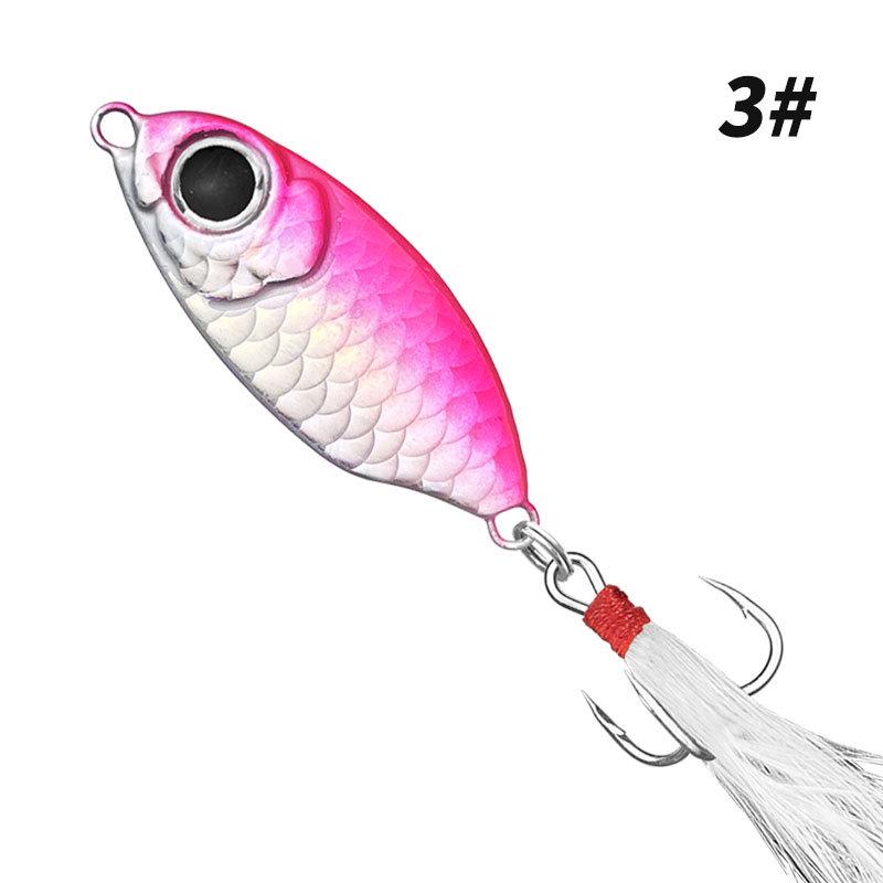 Blue Fish Scale Long Cast Iron Plate Bait with Feathered Hook for Sea Fishing, 5g-20g