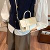 Winter New Niche Design Contrasting Color Splicing Portable Small Square Bag Fashionable Simple Retro Shoulder Bag