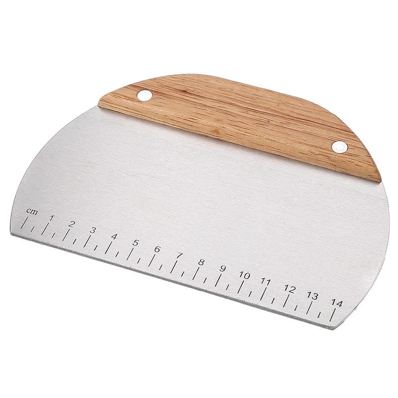Stainless Steel Cutting Knife with Scale Scraper for Cutting Rice Noodles, Cutting Half-round Cakes, Scraping Flour, and Creating Waves. Half-circle-Flour cutting