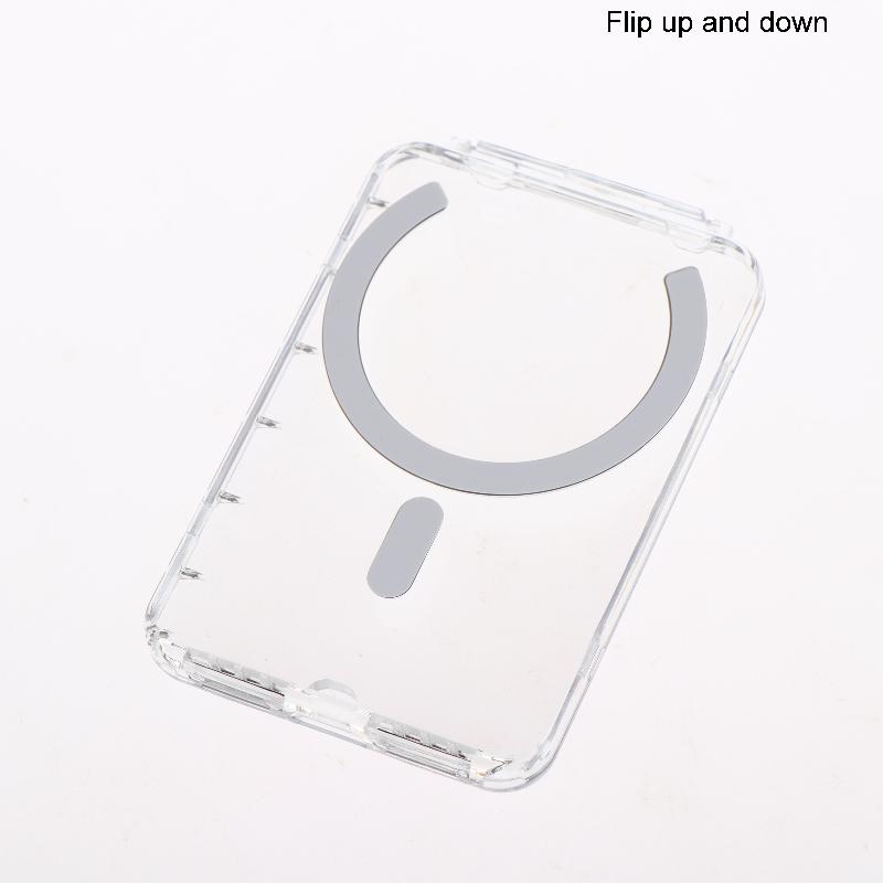 Für Telefon Magsafe Transparente Hülle Magnetischer Ständer Halter Geldbörse 2 Kartenfächer Doppelter Starker Magnet Stoßfeste Handyhülle