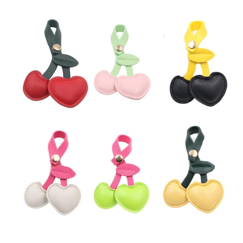 Stylish Cherrys Designs PU Leather Keychain For Women Portable Bag Charm Accessory