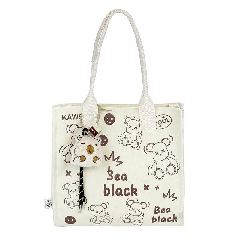 Korean Lazy Style Large Canvas Tote Bag - Fashionable, Versatile, High-End Women's Commuter Shoulder Bag