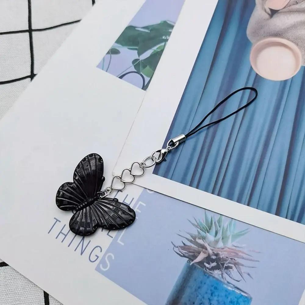 

Acrylic Love Star Phone Chain Phone Charm Anti-Lost Laser Butterfly Phone Pendant Trinket Short Sweet Phone Lanyard чорний