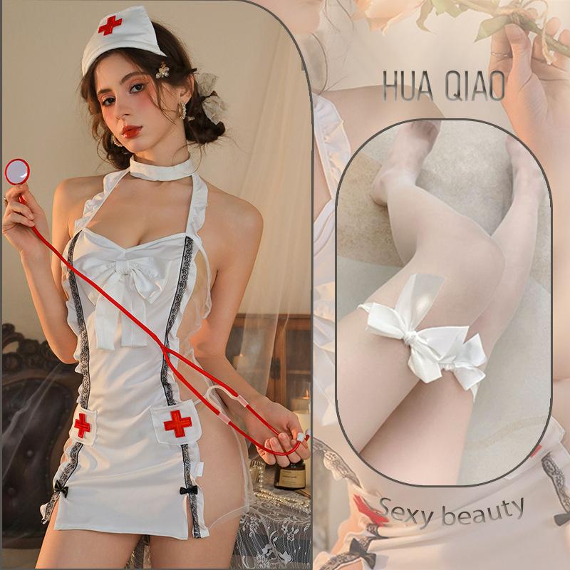 Lingerie Suspender Lace Perspective Nurse Hot Sexy Passion Bed Uniform Suit Flirty Lingerie