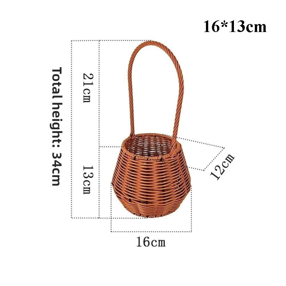 With Handle Imitation Rattan Handhold Household 7 Styles Weaving Flower Basket Handwoven Vegetable Fruit Flowers Holder